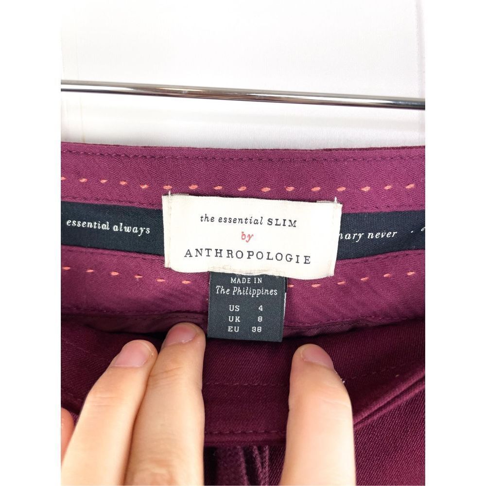 Anthropologie The Essential Slim Striped Trouser Burgundy and Red Size Stripe 4 - Picture 9 of 10